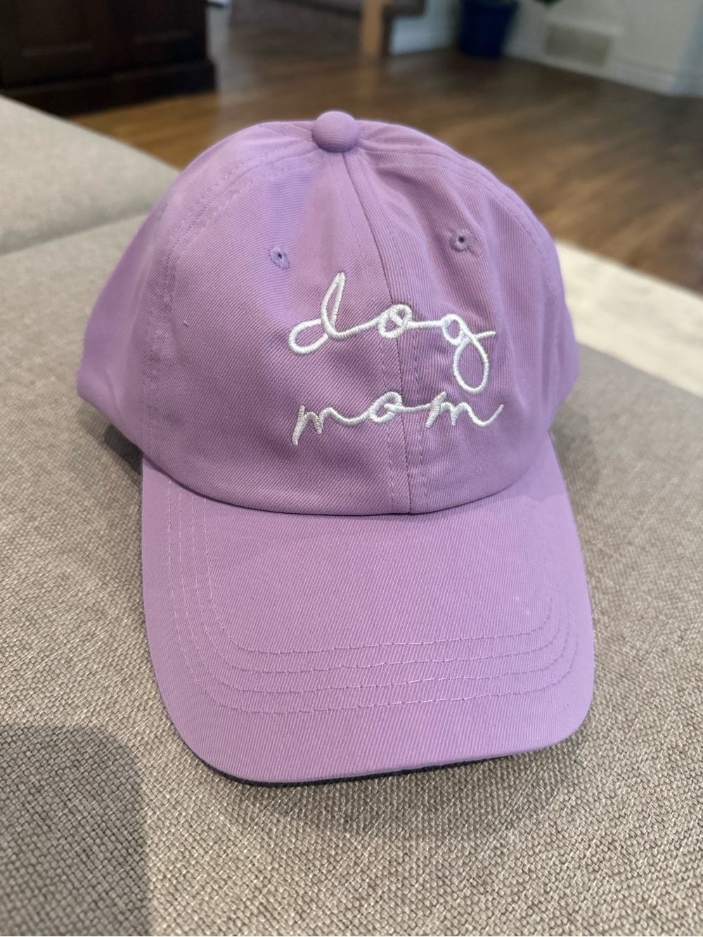 New Dog Mom Embroidered Baseball Cap in Lavender Lilac Purple